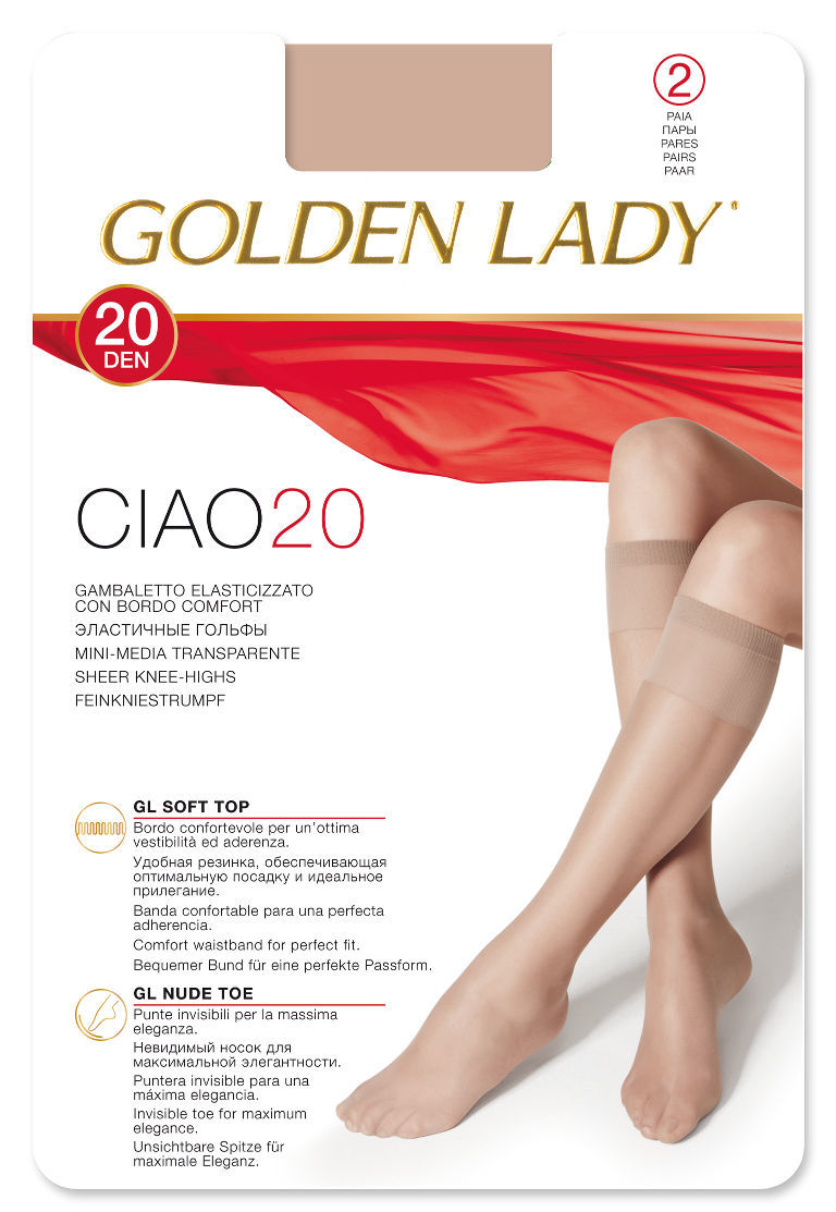 Golden Lady Golden Lady συσκευασία 2 τεμ. γυναικείο ελαστικό καλτσάκι μέχρι το γόνατο μαύρο 20Den