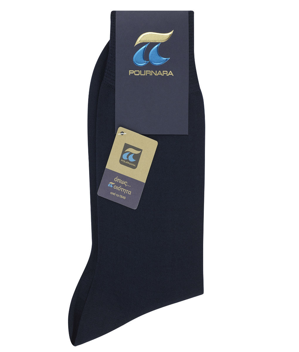 Μπλε ανδρική κάλτσα 100% Μερσεριζέ βαμβάκι Πουρνάρας P110-15 P110C Μπλε