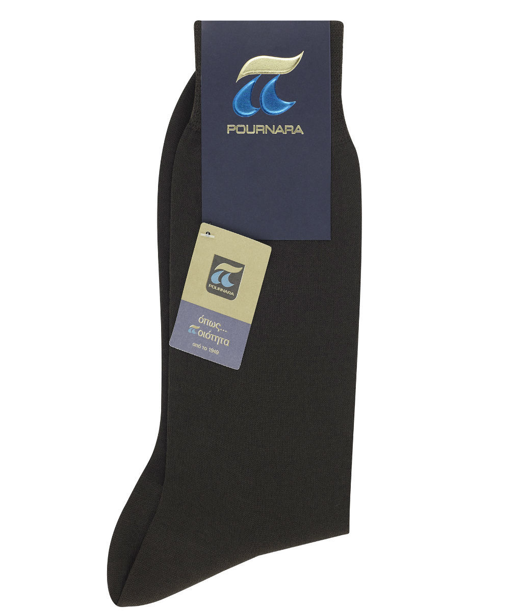 Ανδρική κάλτσα 100% Μερσεριζέ βαμβάκι Πουρνάρας σε καφέ χρώμα P110-17 P110C Καφέ