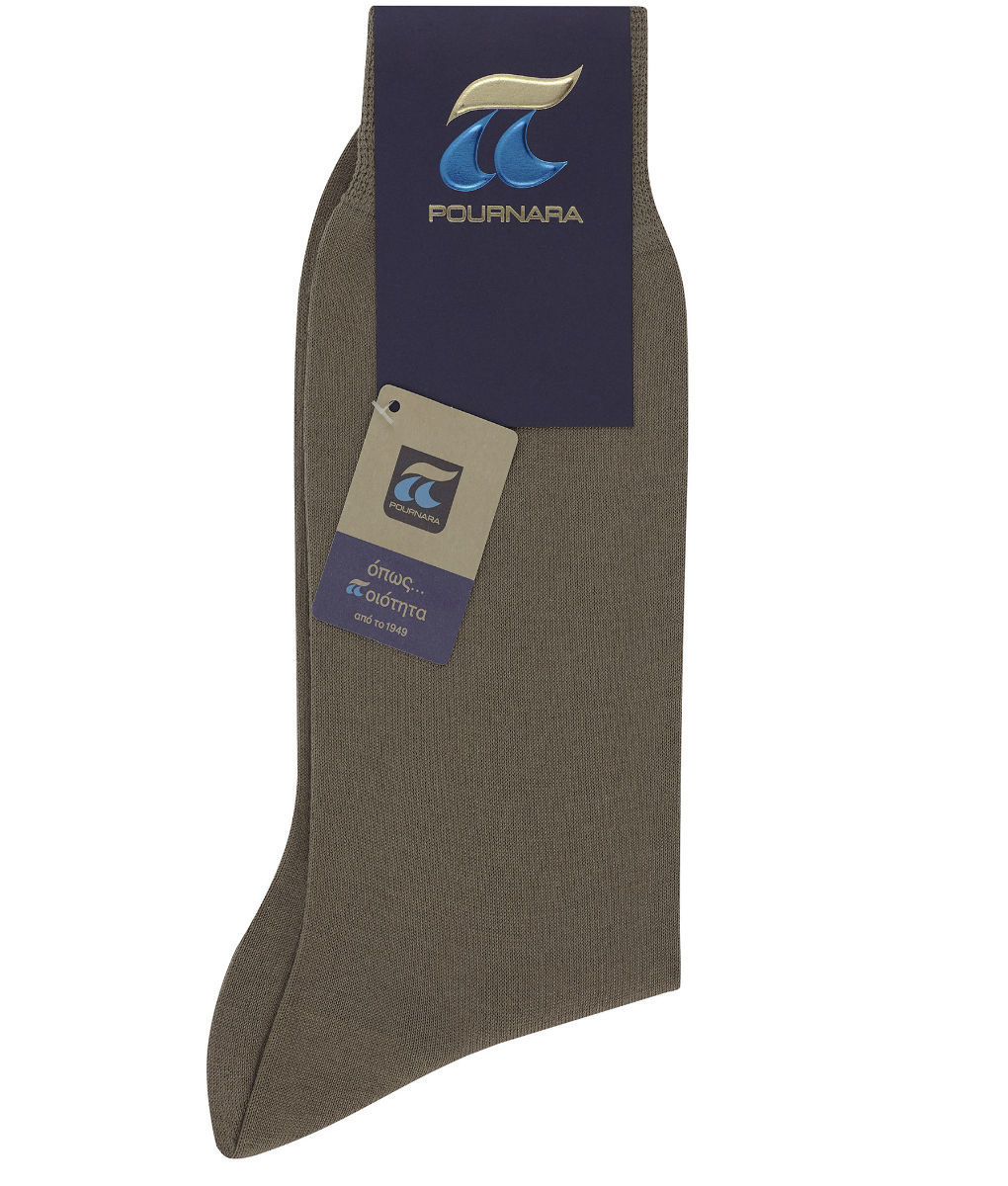 100% Μερσεριζέ βαμβακερή ανδρική κάλτσα Πουρνάρας σε λαδί χρώμα P110-92 P110C Λαδί