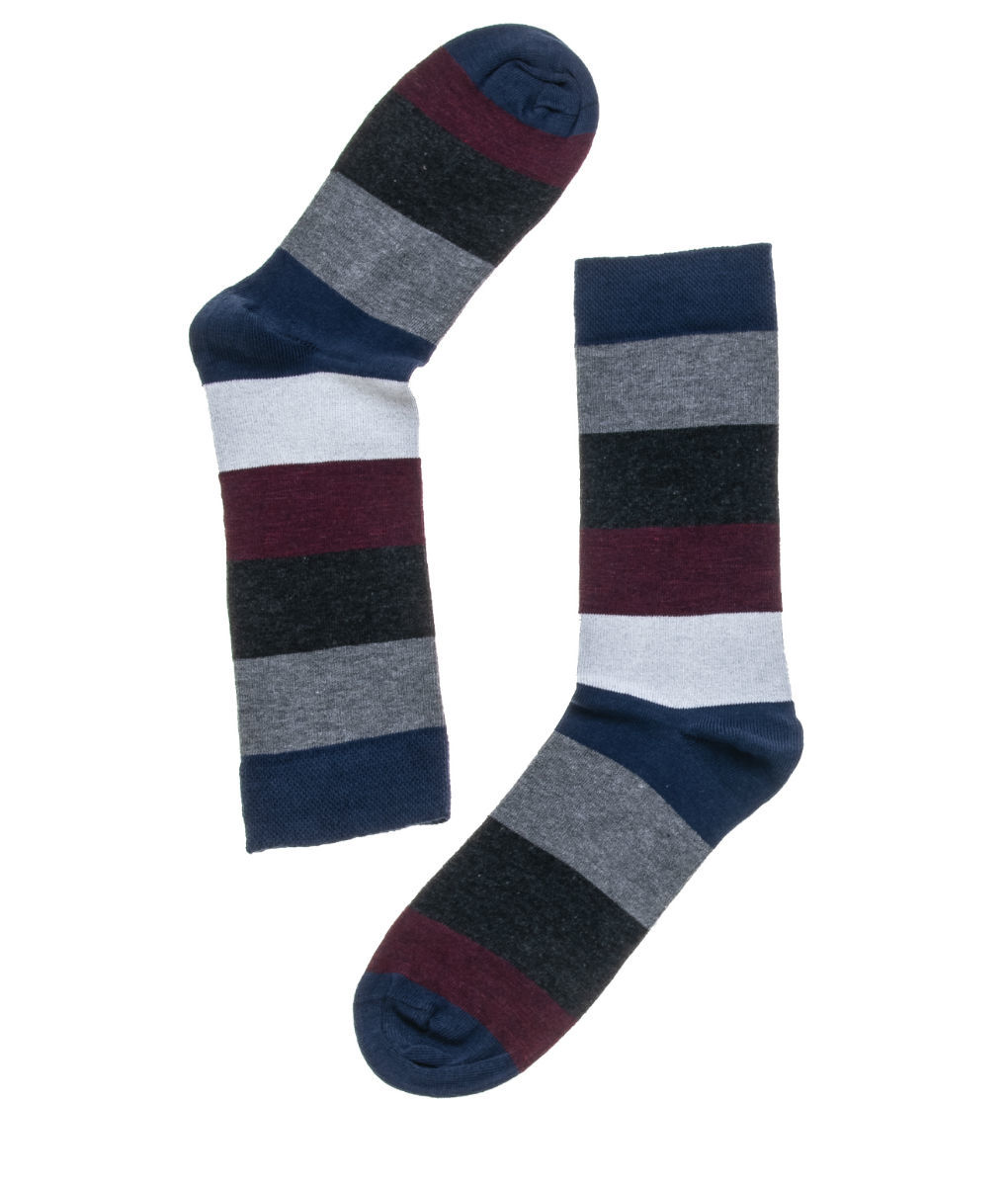 Βαμβακερή ανδρική κάλτσα με χρωματιστές ρίγες 6153 Ριγέ 4