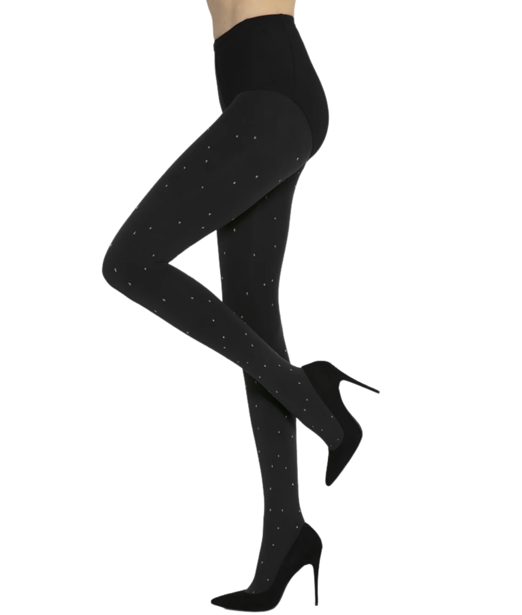 Γυναικείο μαύρο καλσόν 60Den με lurex πουά FLASH